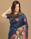 alt message - Mohey Women Trendy Indigo Blue Saree image number 1